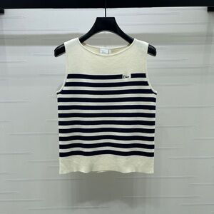 Dior Crew Neck Striped Knit Vest